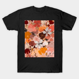 autumn flower and leaves pattern T-Shirt